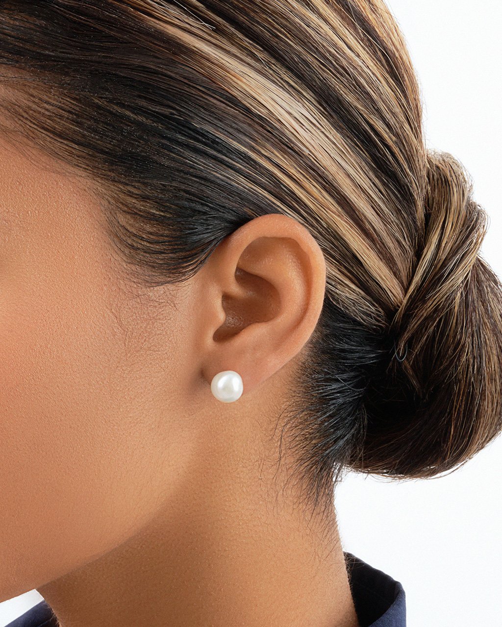  Sterling Forever Baroque Pearl Studs in Sterling Silver - Silver - Bonton