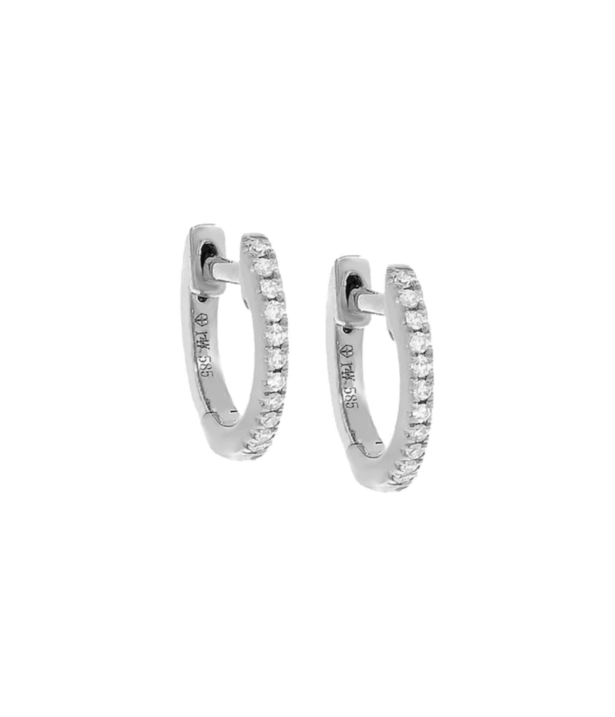  By Adina Eden Diamond Huggie Earring 14K White Gold - White Gold - Bonton