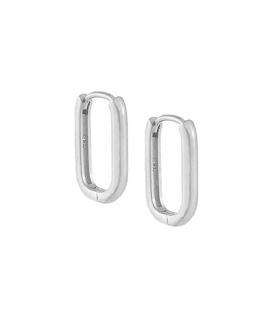 Solid Oval Huggie Earring Silver