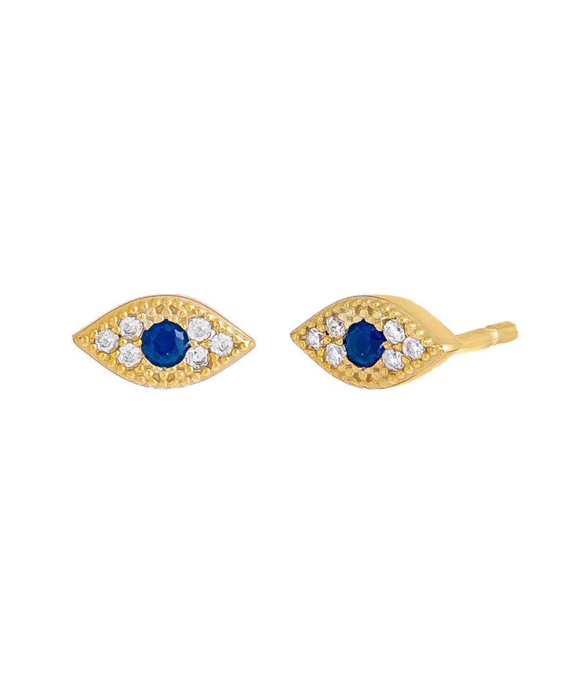  By Adina Eden Pave Evil Eye Stud Earring Turquoise - Turquoise - Bonton