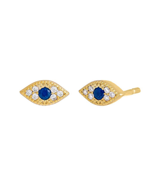 Pave Evil Eye Stud Earring Turquoise