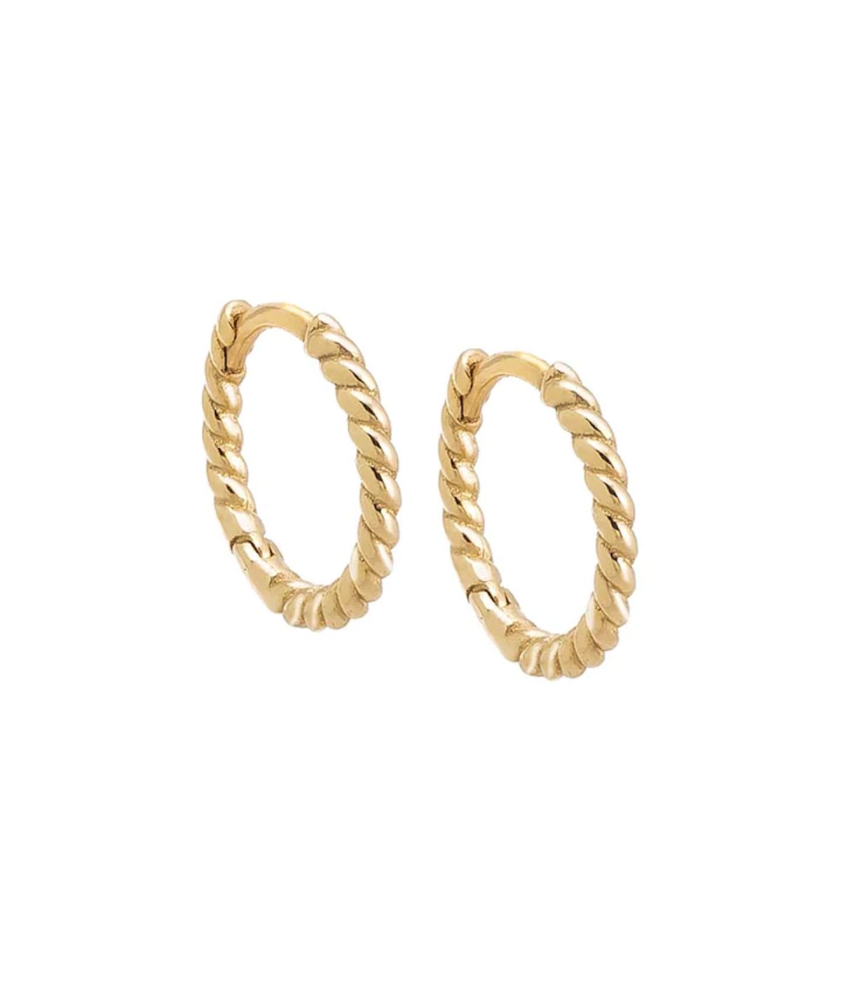  By Adina Eden Thin Twisted Huggie Earring 14K Gold - Gold - Bonton