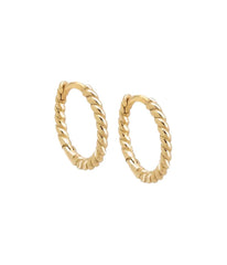 Thin Twisted Huggie Earring 14K Gold