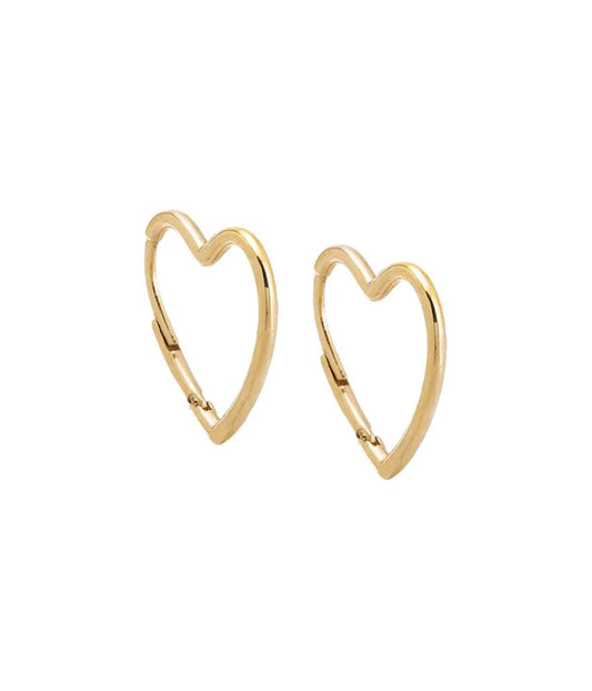 Solid Open Heart Huggie Earring 14K Gold