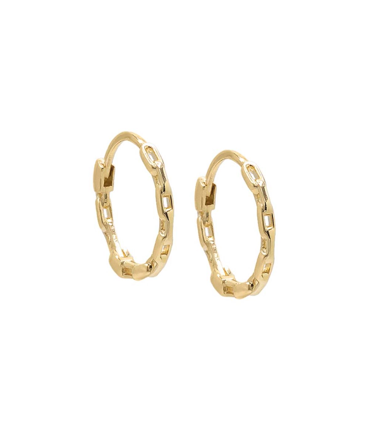  By Adina Eden Solid Chain Link Huggie Earring 14K Gold - Gold - Bonton