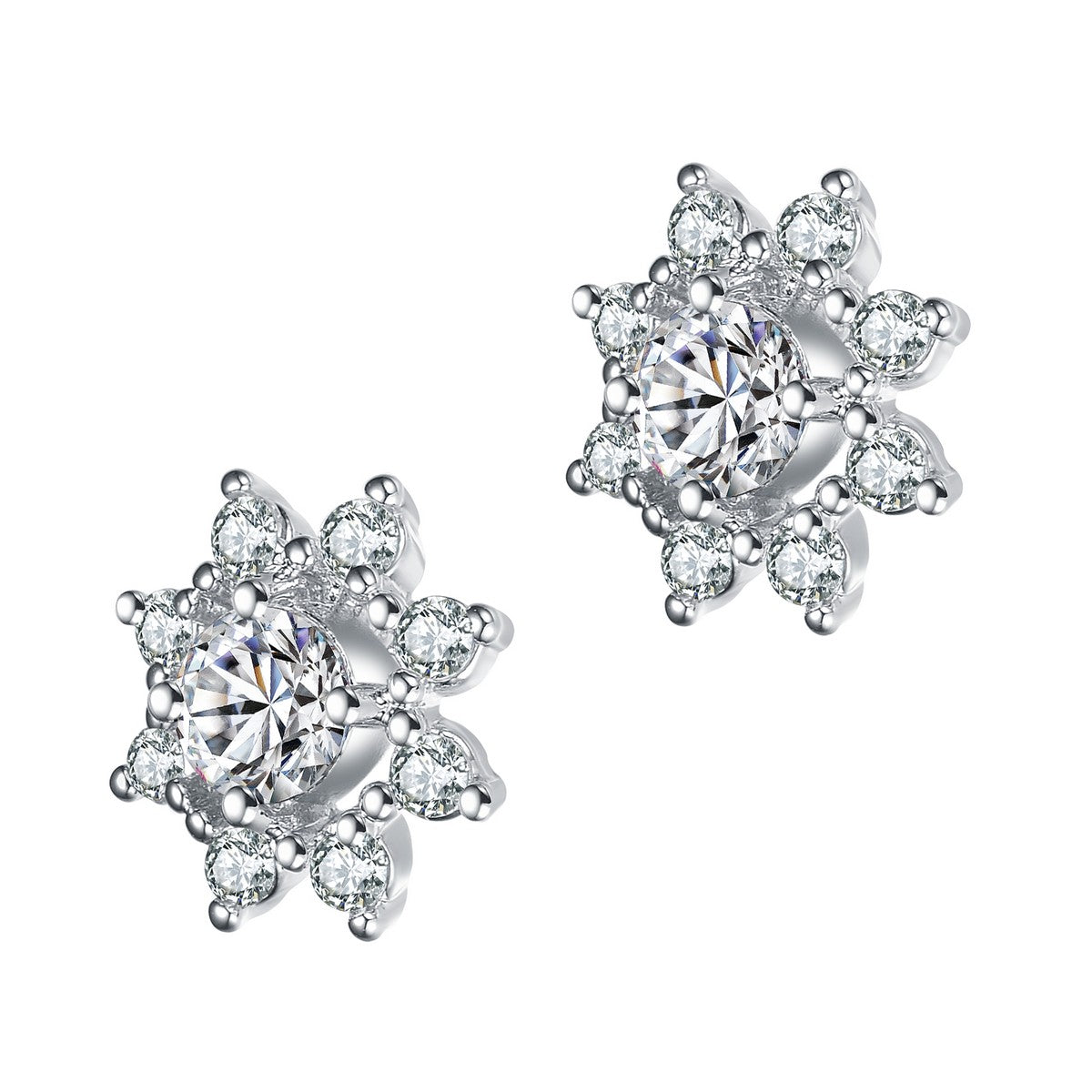  Genevive .925 Sterling Silver Cubic Zirconia Halo Stud Earrings - Default Title - Bonton