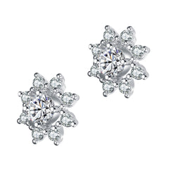 .925 Sterling Silver Cubic Zirconia Halo Stud Earrings