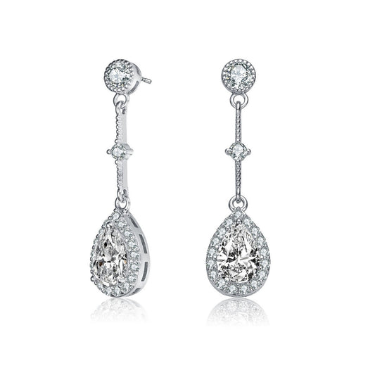 .925 Sterling Silver Cubic Zirconia Accent Chandelier Earrings