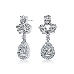 .925 Sterling Silver Multi Shaped Cubic Zirconia Accent Drop Earrings