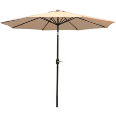 Aluminum Patio Table Umbrella with Push Button Tilt & Crank - 9' Gold