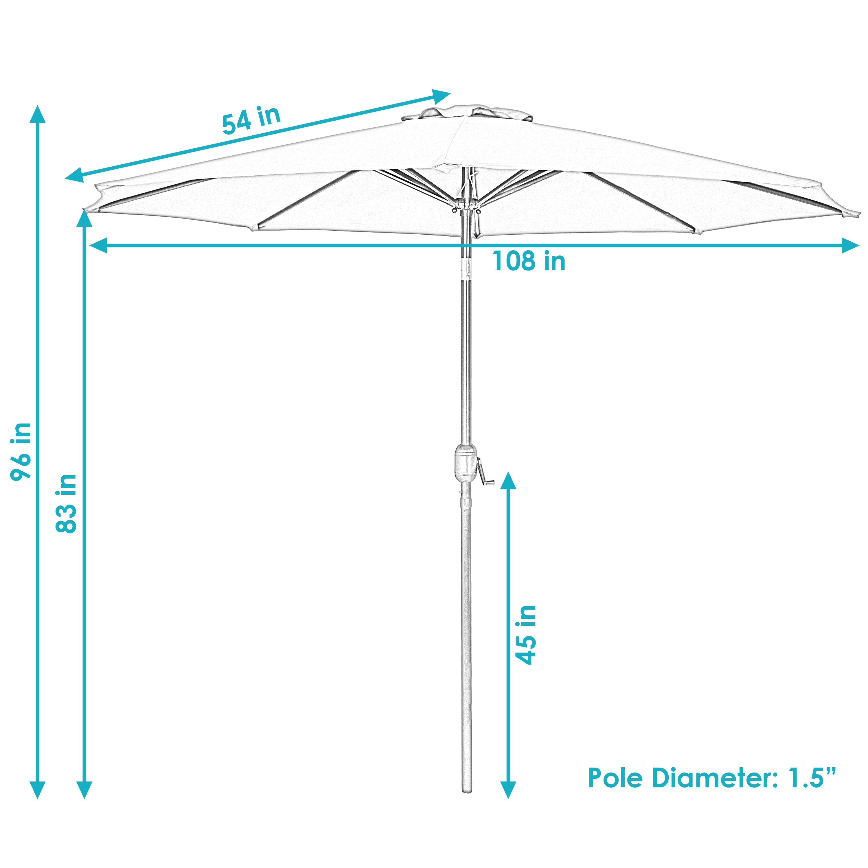  Sunnydaze Decor Aluminum Patio Table Umbrella with Push Button Tilt & Crank - 9' Turquoise - Turquoise - Bonton