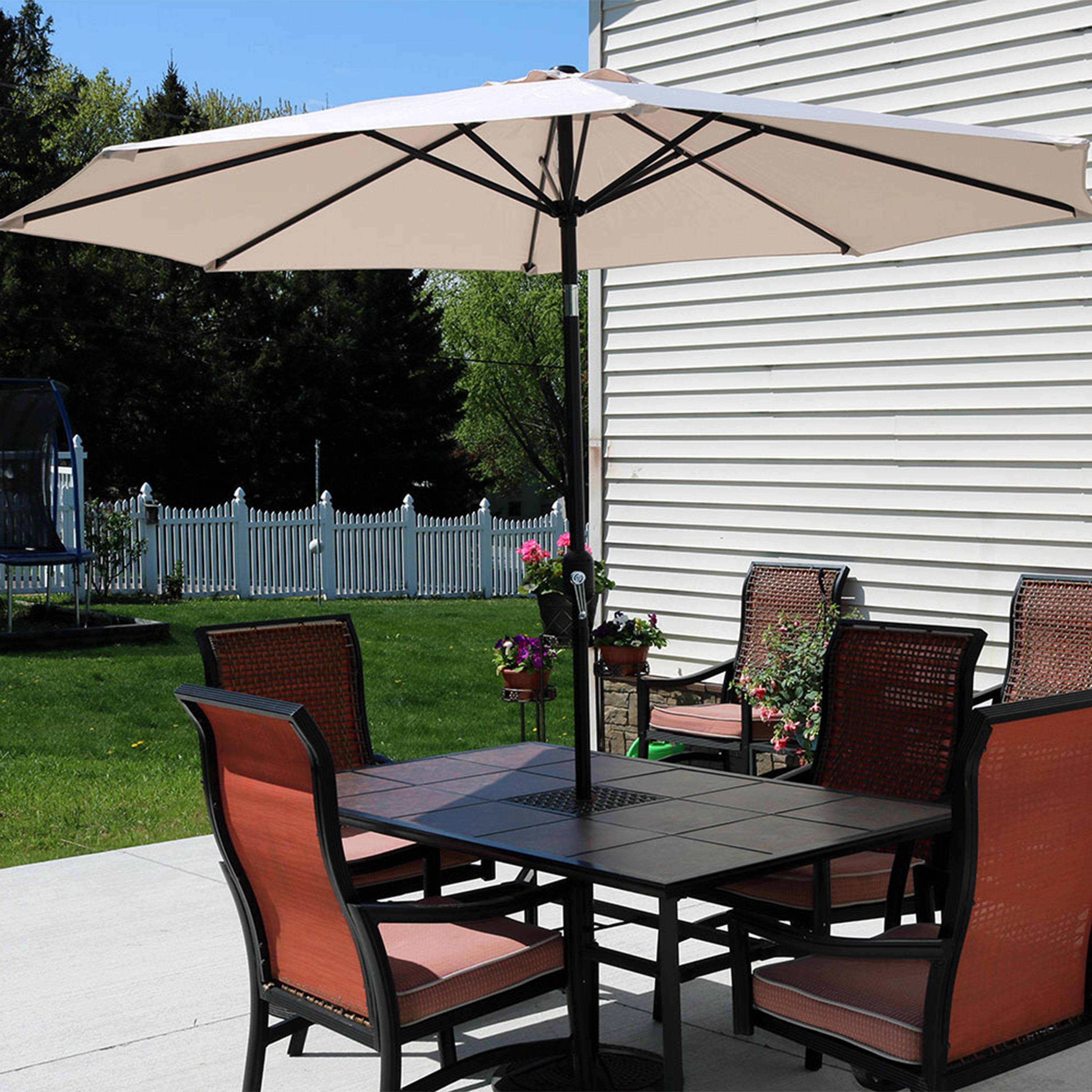  Sunnydaze Decor Aluminum Patio Table Umbrella with Push Button Tilt & Crank - 9' Green - Green - Bonton