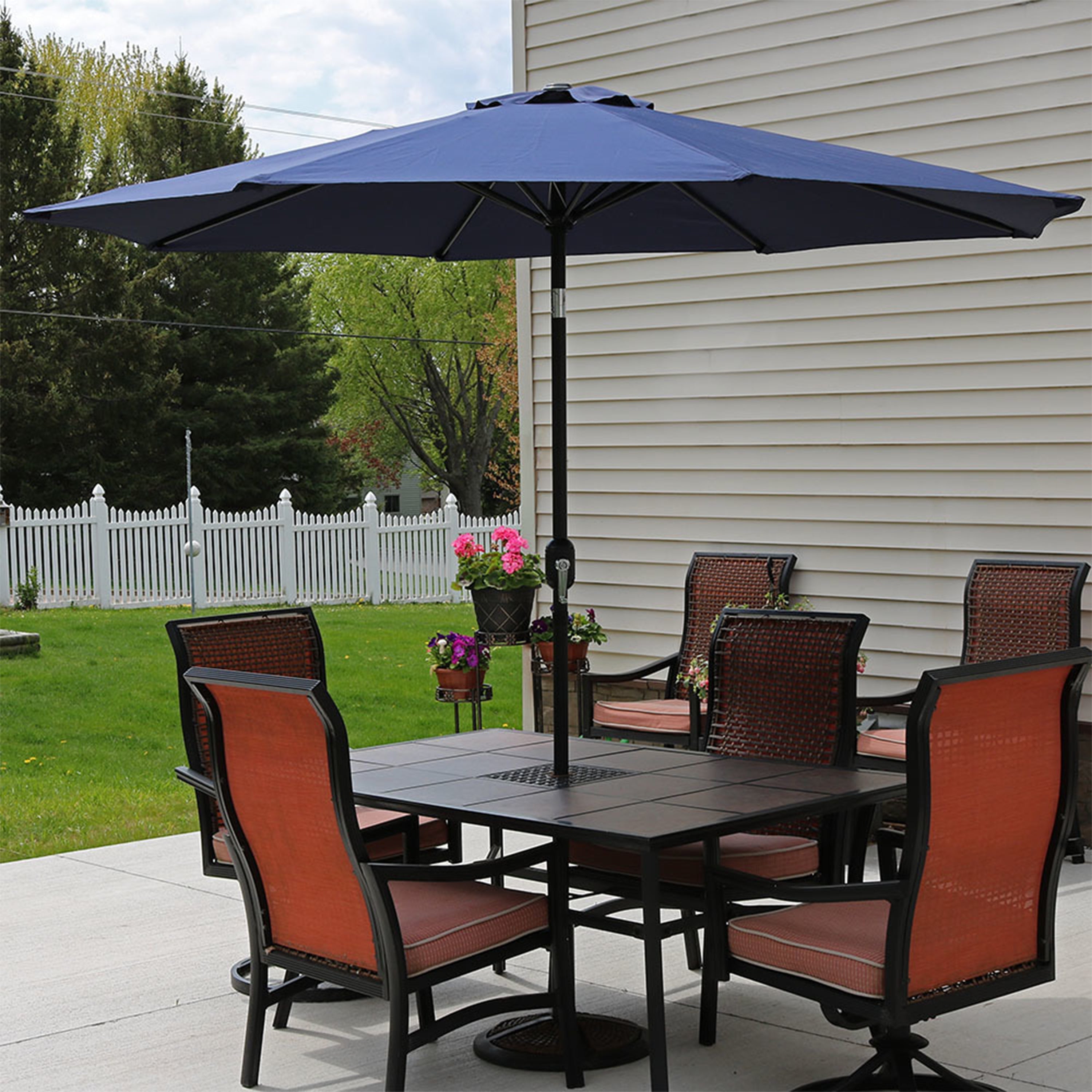  Sunnydaze Decor Aluminum Patio Table Umbrella with Push Button Tilt & Crank - 9' Gold - Gold - Bonton