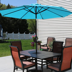 Aluminum Patio Table Umbrella with Push Button Tilt & Crank - 9' Green