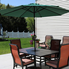 Aluminum Patio Table Umbrella with Push Button Tilt & Crank - 9' Green