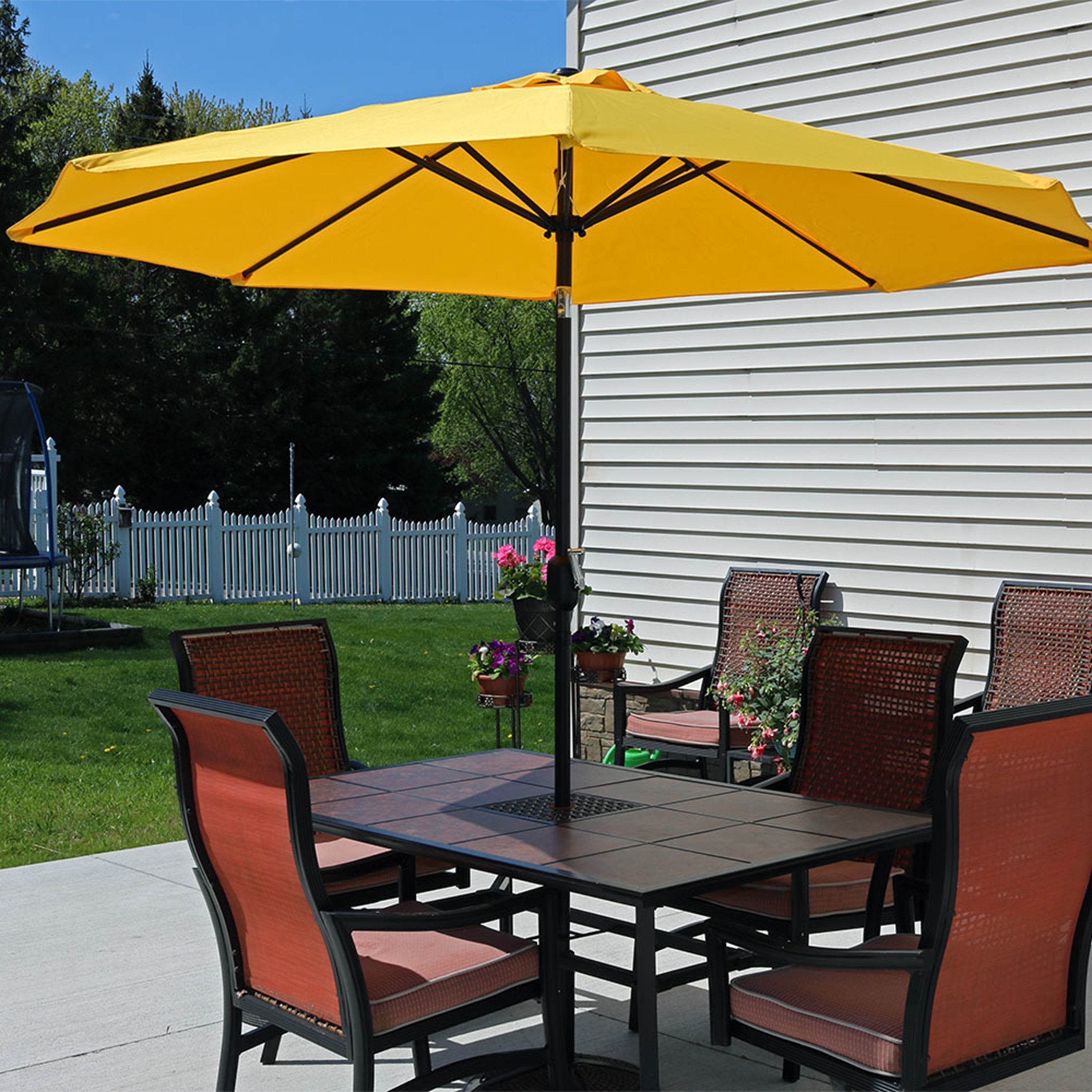  Sunnydaze Decor Aluminum Patio Table Umbrella with Push Button Tilt & Crank - 9' Green - Green - Bonton