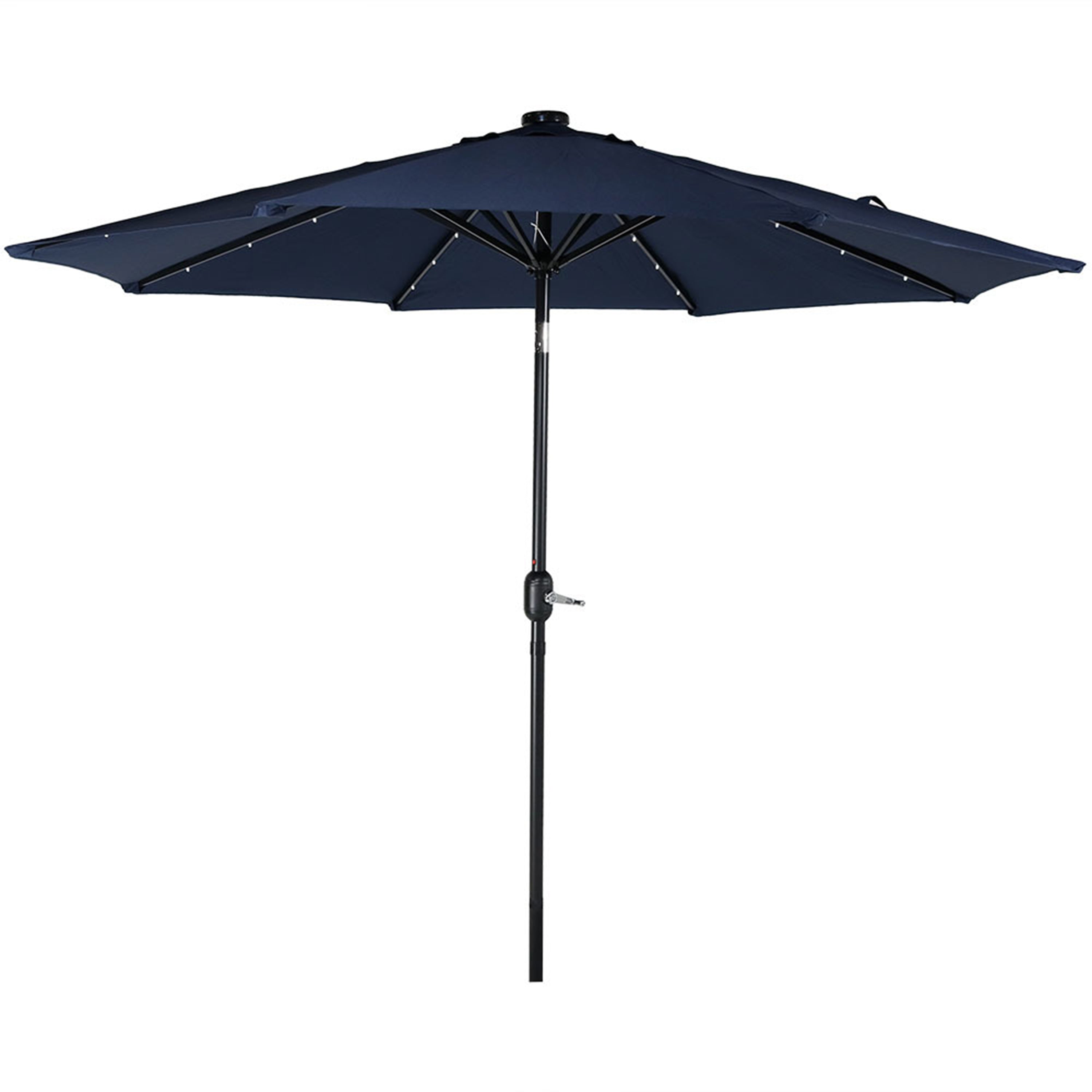  Sunnydaze Decor Solar Patio Umbrella with Canopy, LED Lights and Tilt and Crank - 9' - Beige - Bonton