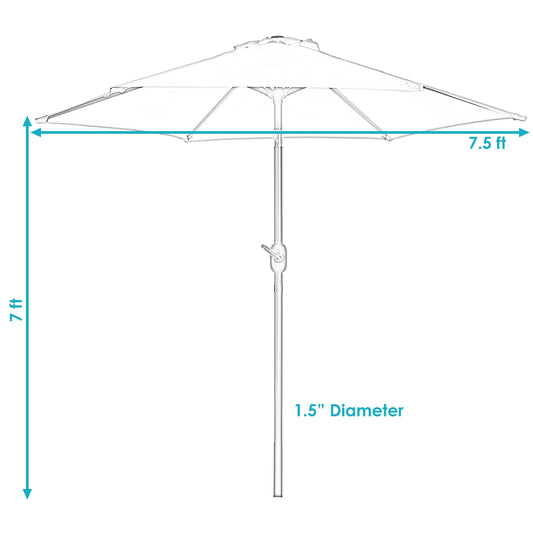 Aluminum Patio Umbrella with Tilt & Crank Shade Control - 7.5' Red