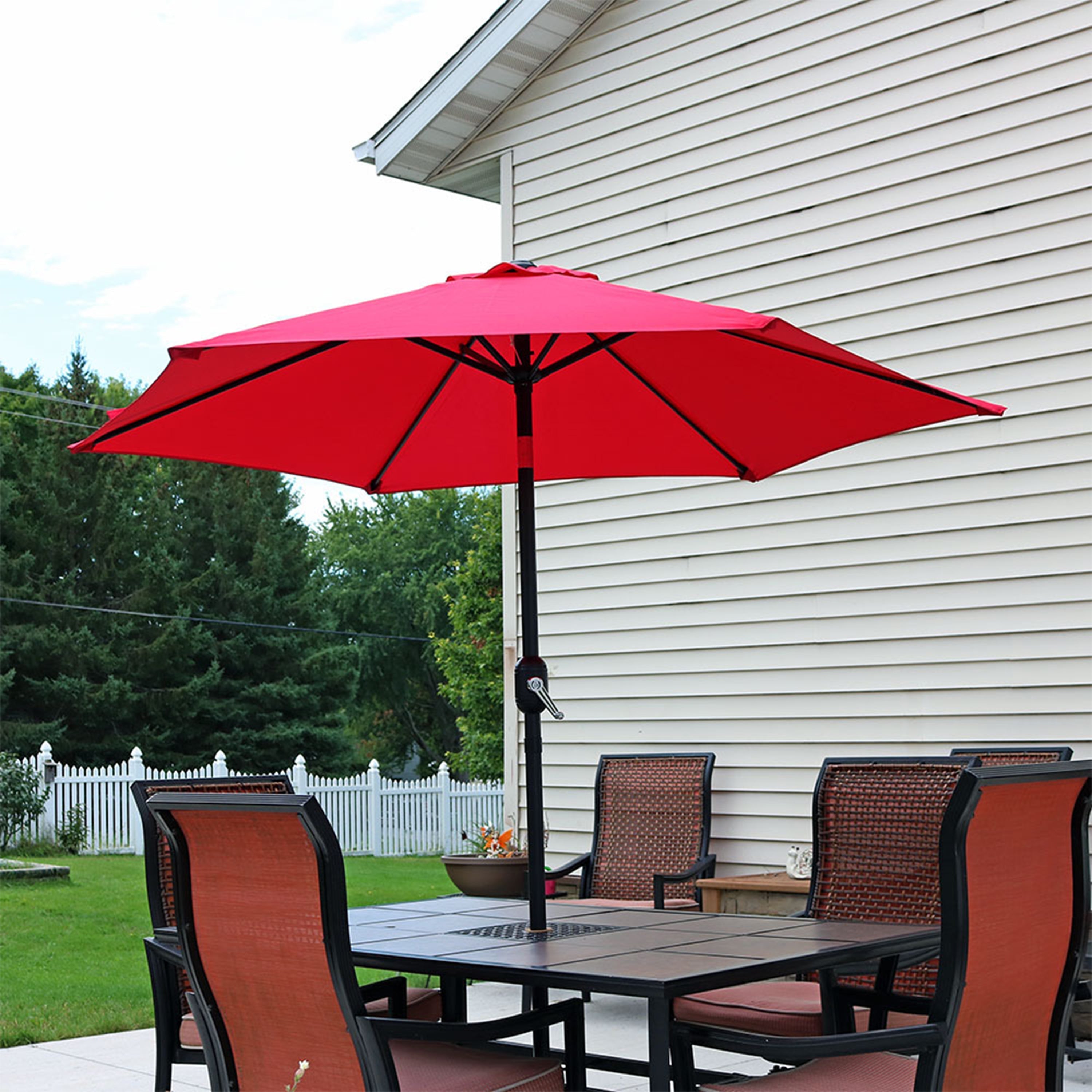  Sunnydaze Decor Aluminum Patio Umbrella with Tilt & Crank Shade Control - 7.5' Burnt Orange - Burnt Orange - Bonton