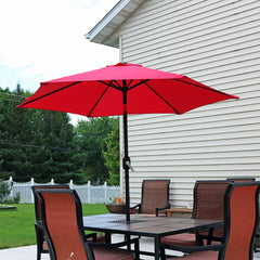 Aluminum Patio Umbrella with Tilt & Crank Shade Control - 7.5' Red