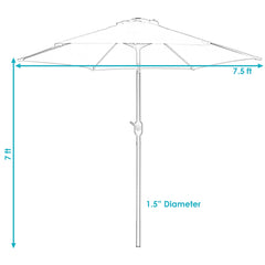 Aluminum Patio Umbrella with Tilt & Crank Shade Control - 7.5' Blue