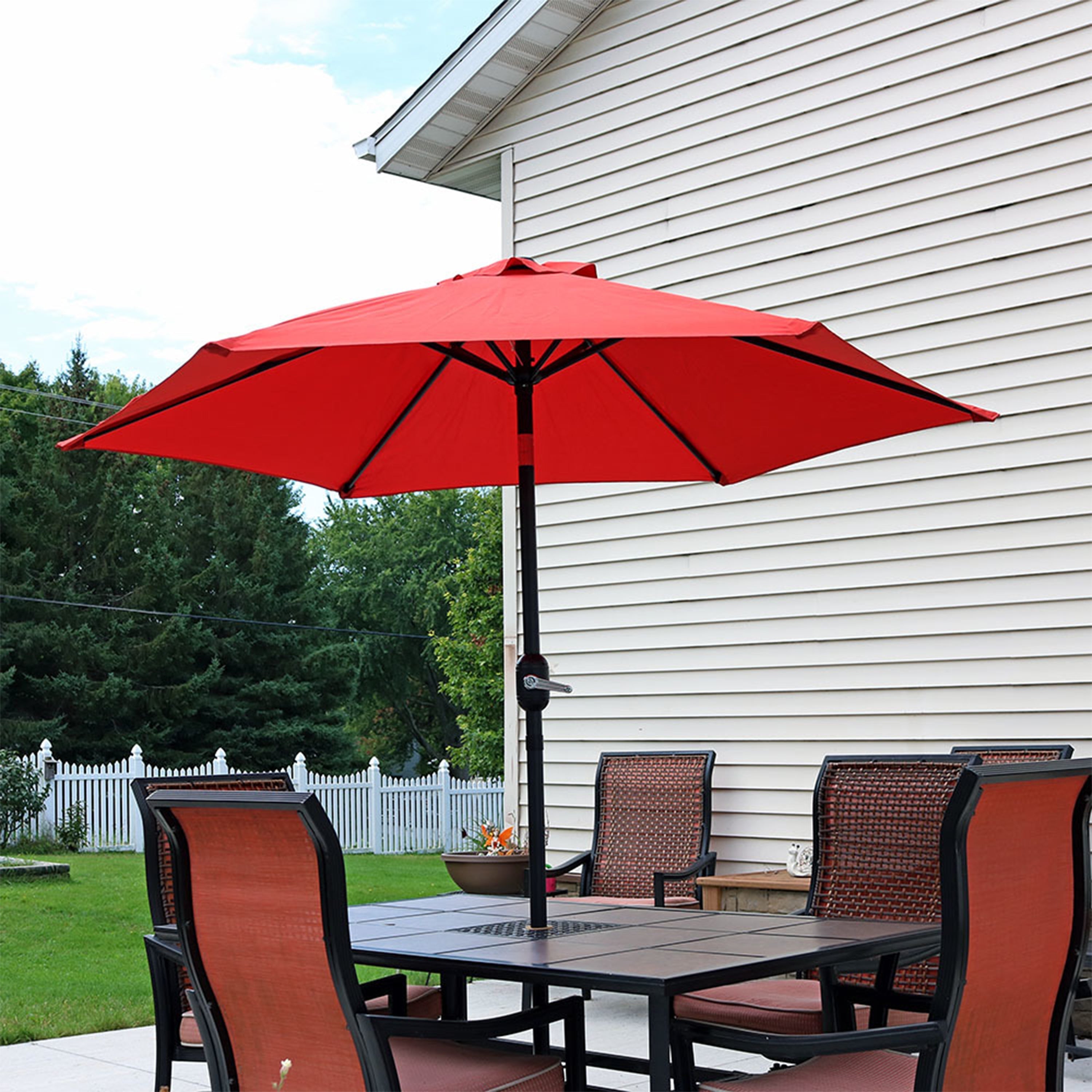  Sunnydaze Decor Aluminum Patio Umbrella with Tilt & Crank Shade Control - 7.5' Burnt Orange - Burnt Orange - Bonton