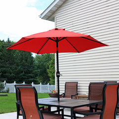 Aluminum Patio Umbrella with Tilt & Crank Shade Control - 7.5' Red