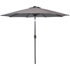 Solar Patio Umbrella with Canopy, LED Lights and Tilt and Crank - 9'