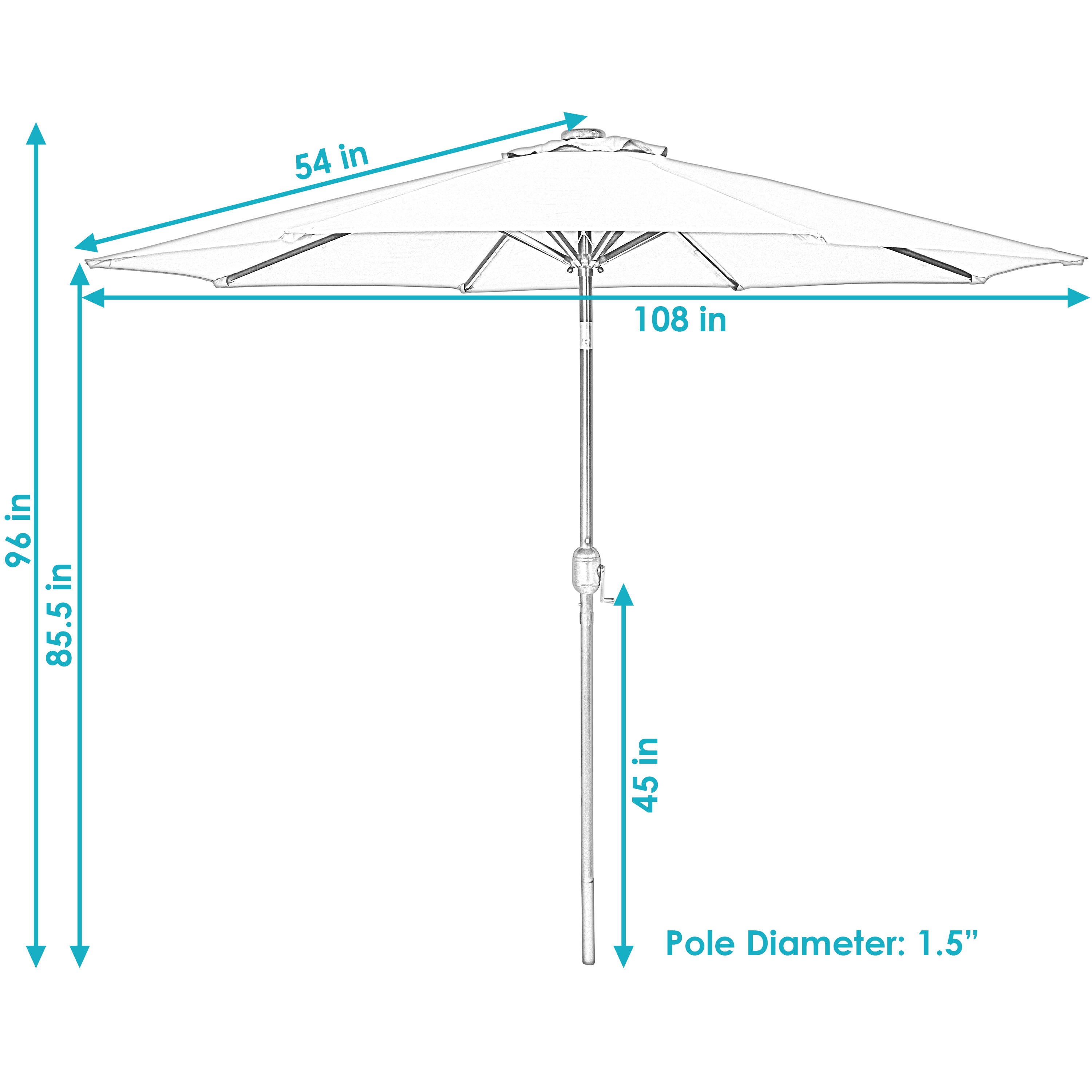  Sunnydaze Decor Solar Patio Umbrella with Canopy, LED Lights and Tilt and Crank - 9' - Navy Blue - Bonton