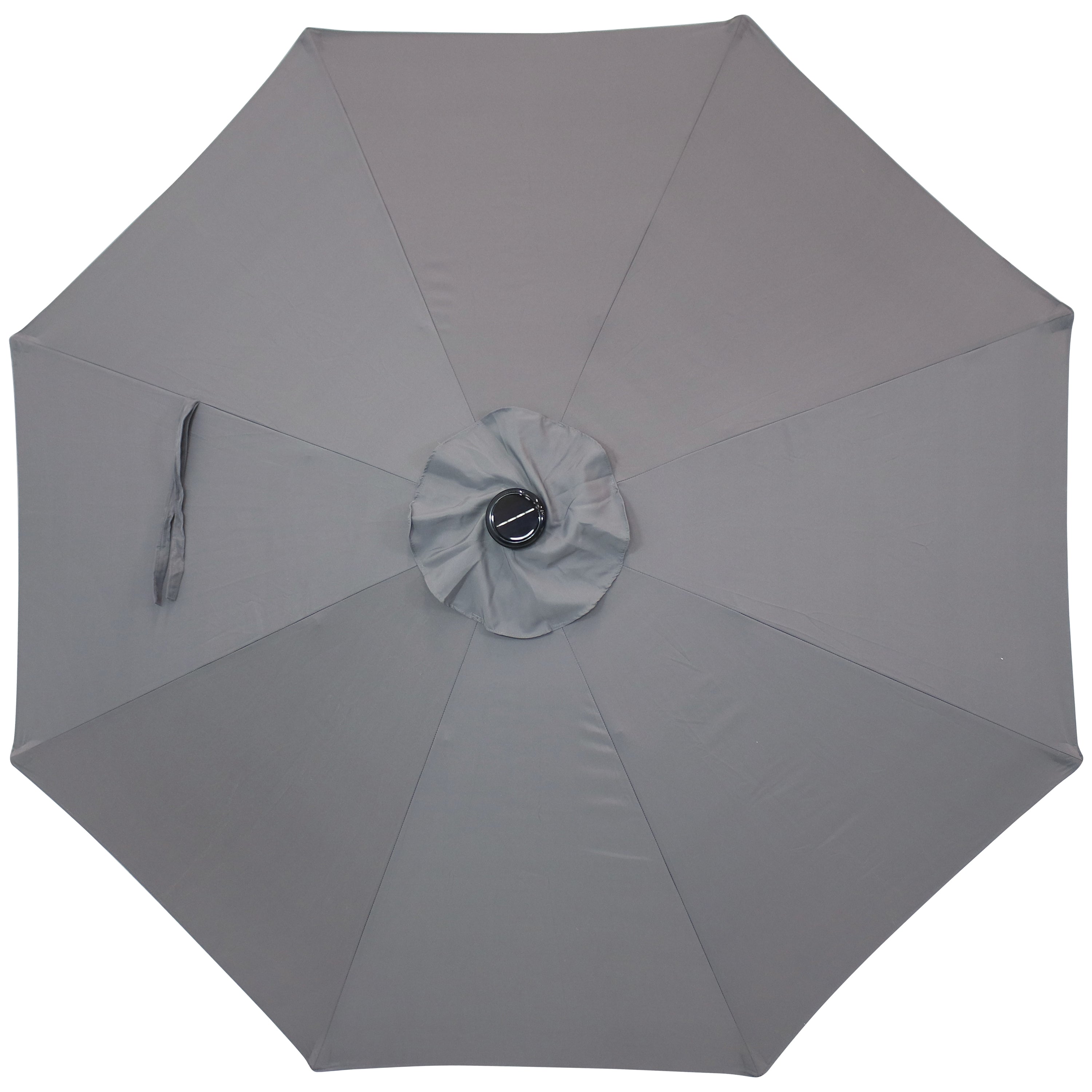  Sunnydaze Decor Solar Patio Umbrella with Canopy, LED Lights and Tilt and Crank - 9' - Gray - Bonton