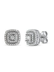 1/4ct TDW Diamond Halo Stud Earrings in Silver