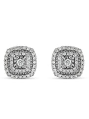 1/4ct TDW Diamond Halo Stud Earrings in Silver