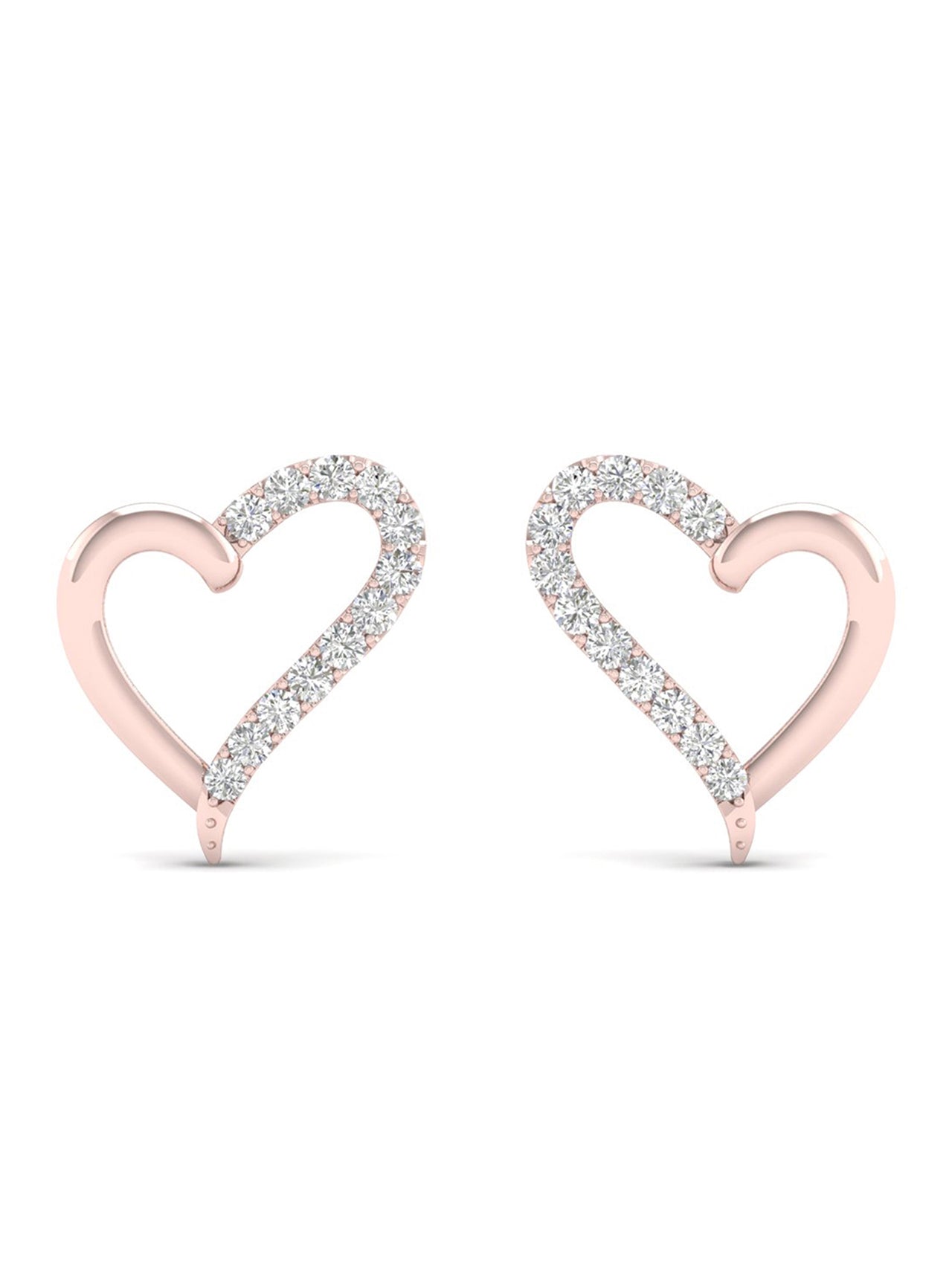  May & June 1/10ct TDW Diamond Heart Stud Earrings - Pink - Bonton