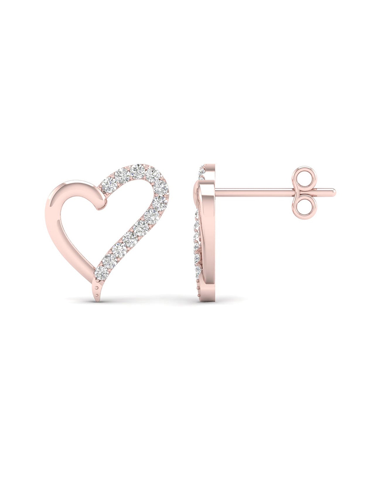  May & June 1/10ct TDW Diamond Heart Stud Earrings - Pink - Bonton