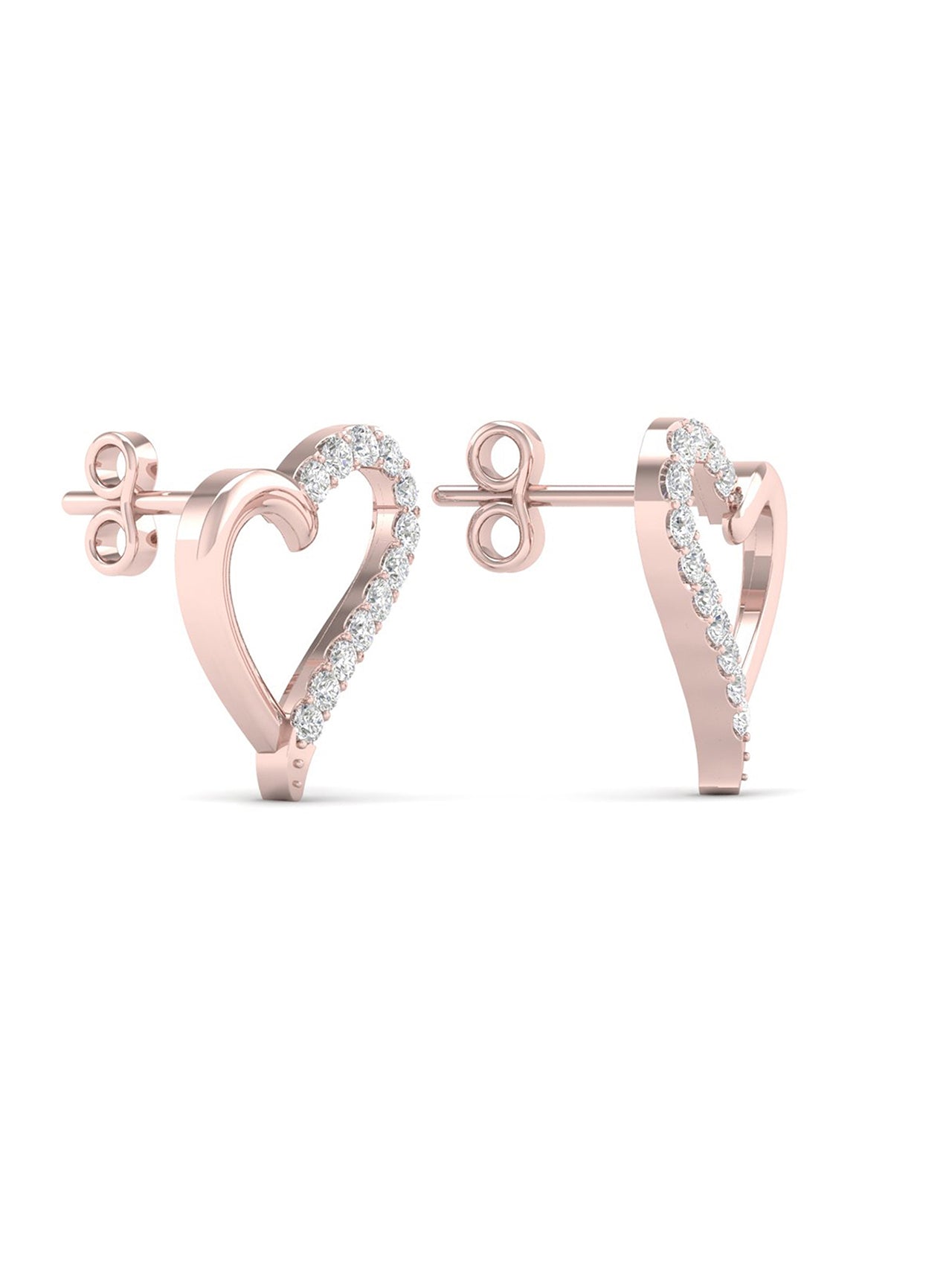  May & June 1/10ct TDW Diamond Heart Stud Earrings - Pink - Bonton