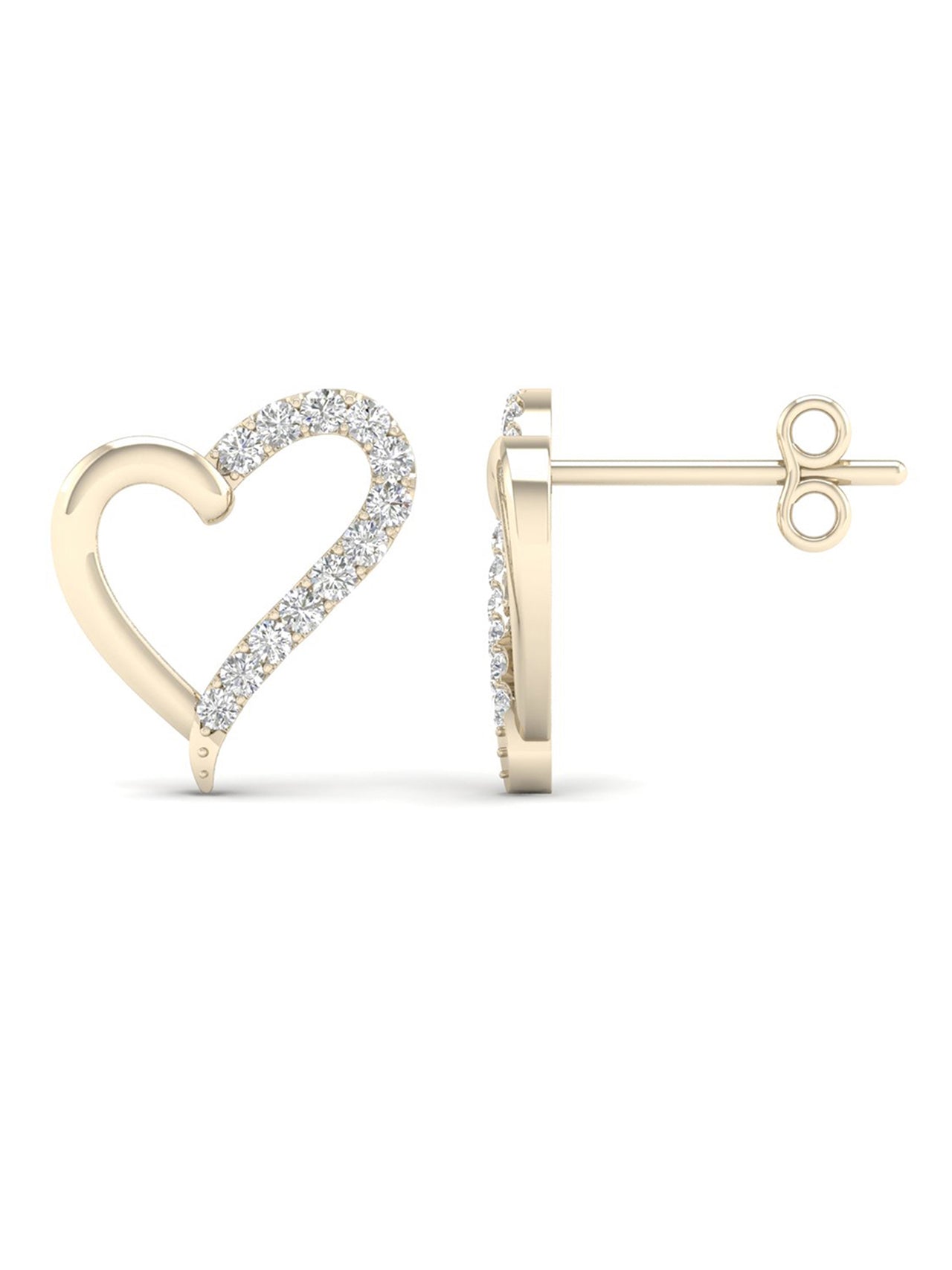  May & June 1/10ct TDW Diamond Heart Stud Earrings - White - Bonton