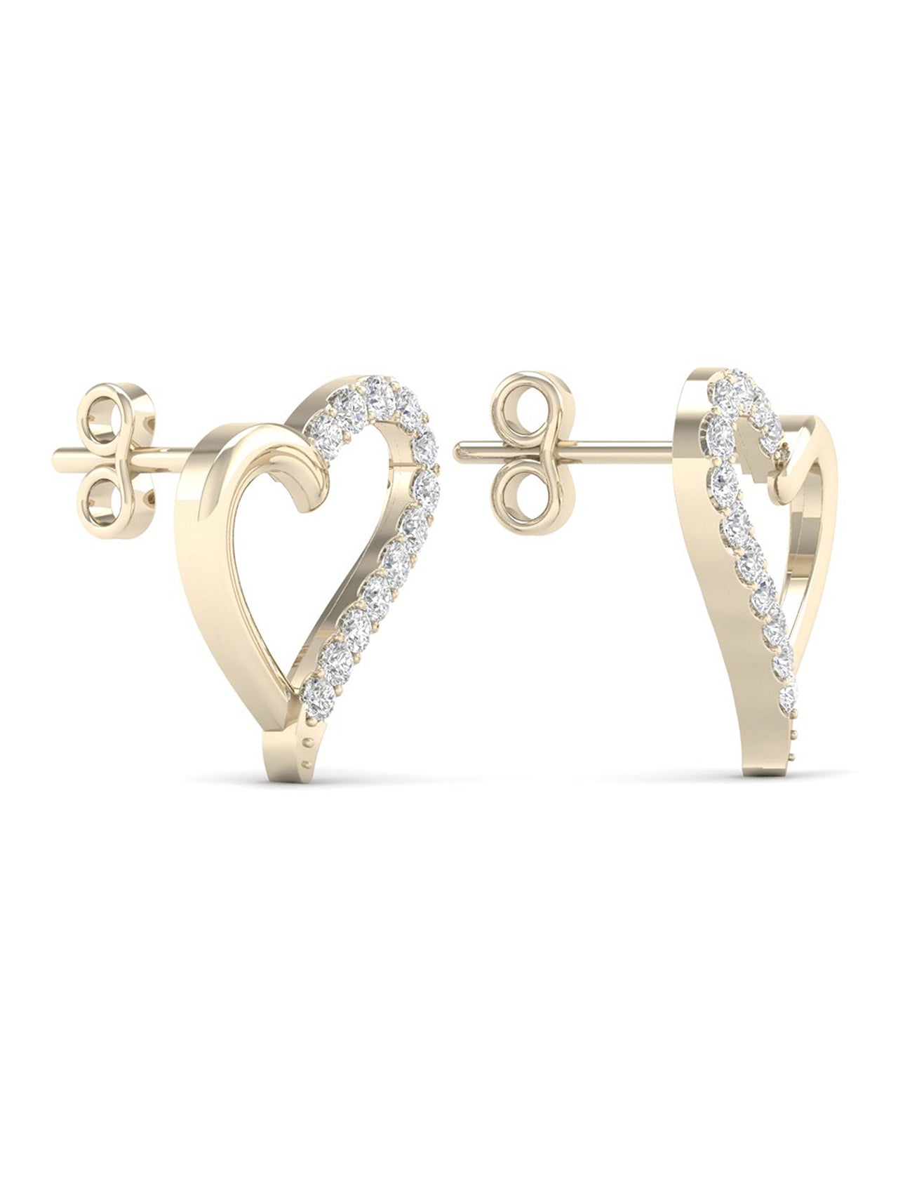  May & June 1/10ct TDW Diamond Heart Stud Earrings - White - Bonton