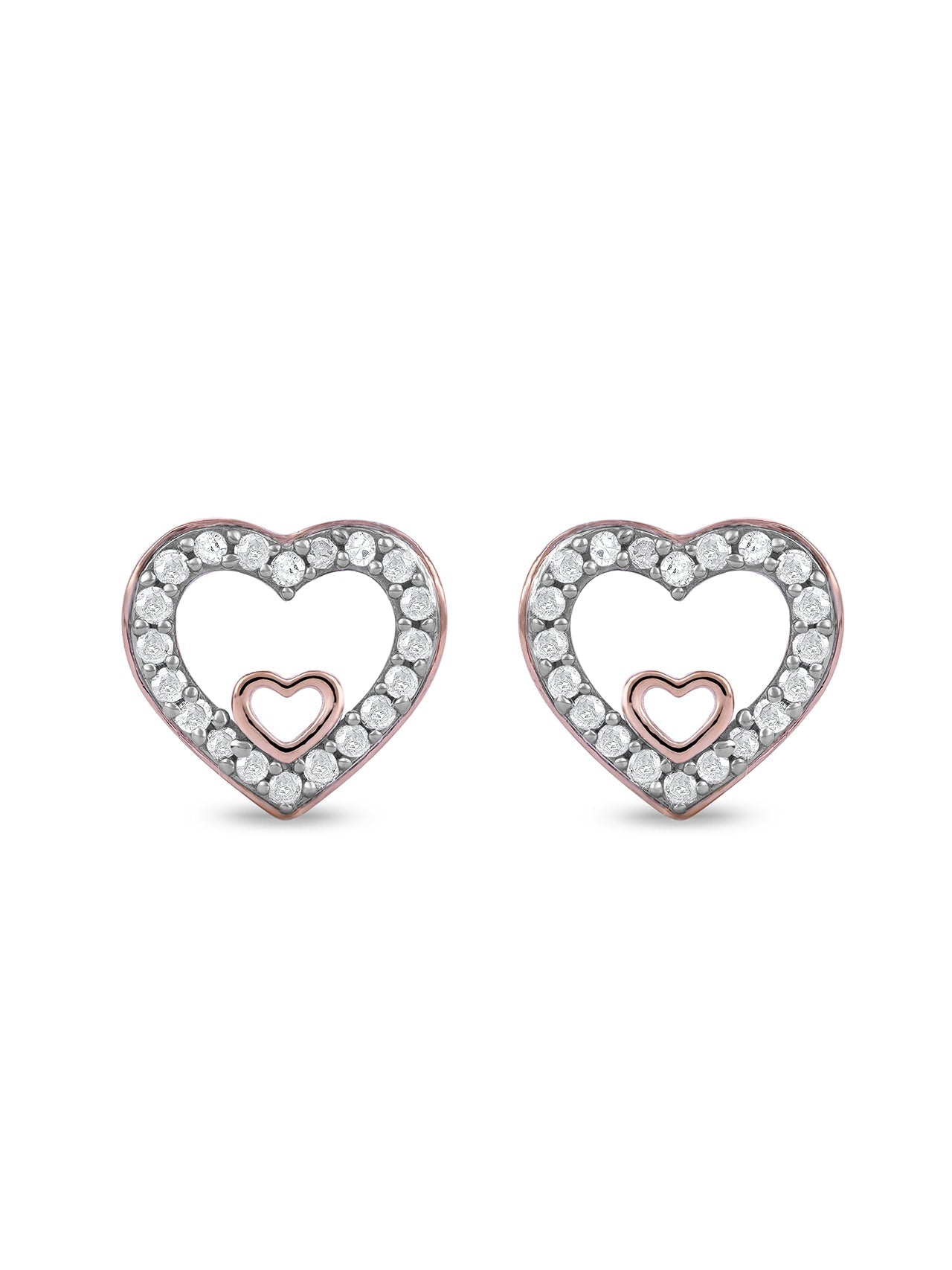  May & June 1/8ct TDW Diamond Heart Stud Earrings - Pink - Bonton