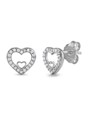 1/8ct TDW Diamond Heart Stud Earrings