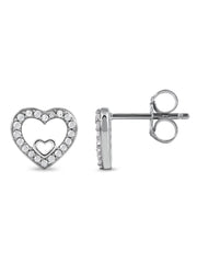 1/8ct TDW Diamond Heart Stud Earrings