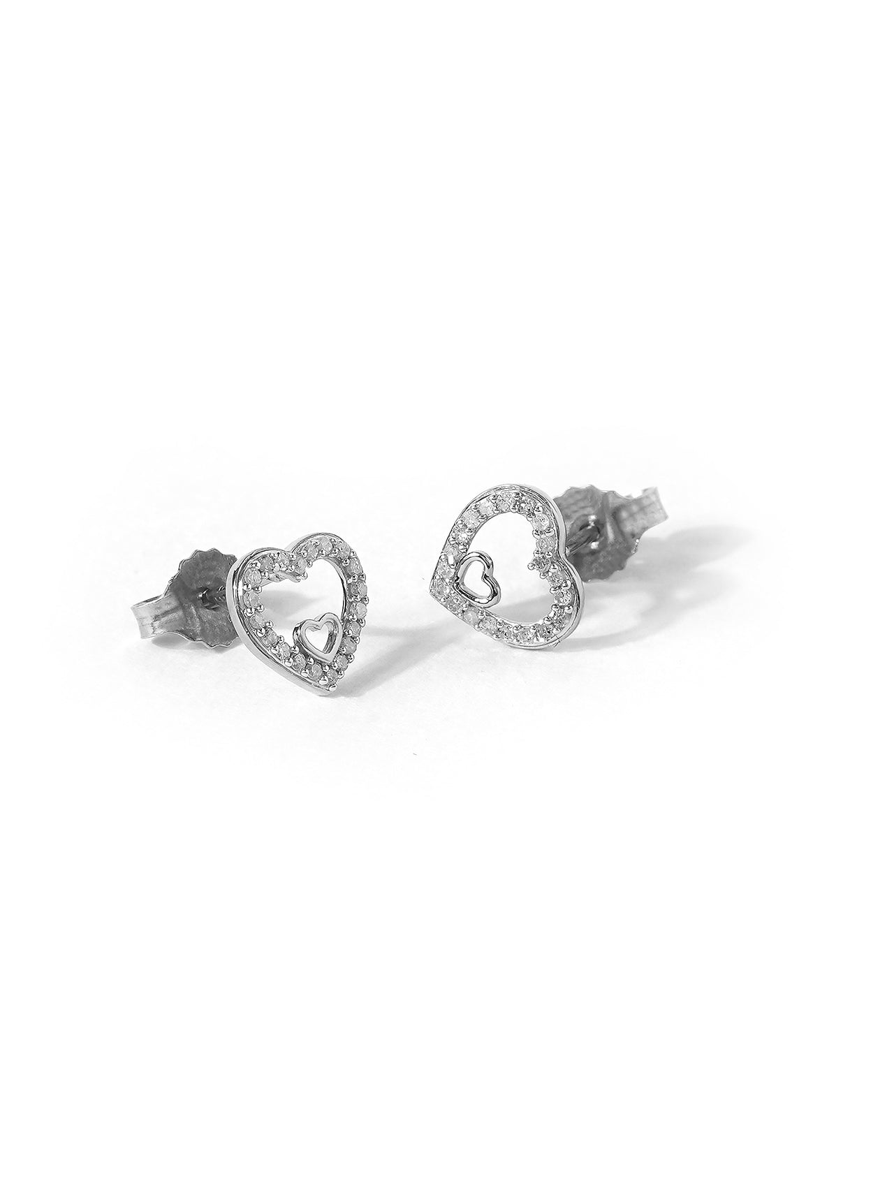  May & June 1/8ct TDW Diamond Heart Stud Earrings - Yellow - Bonton