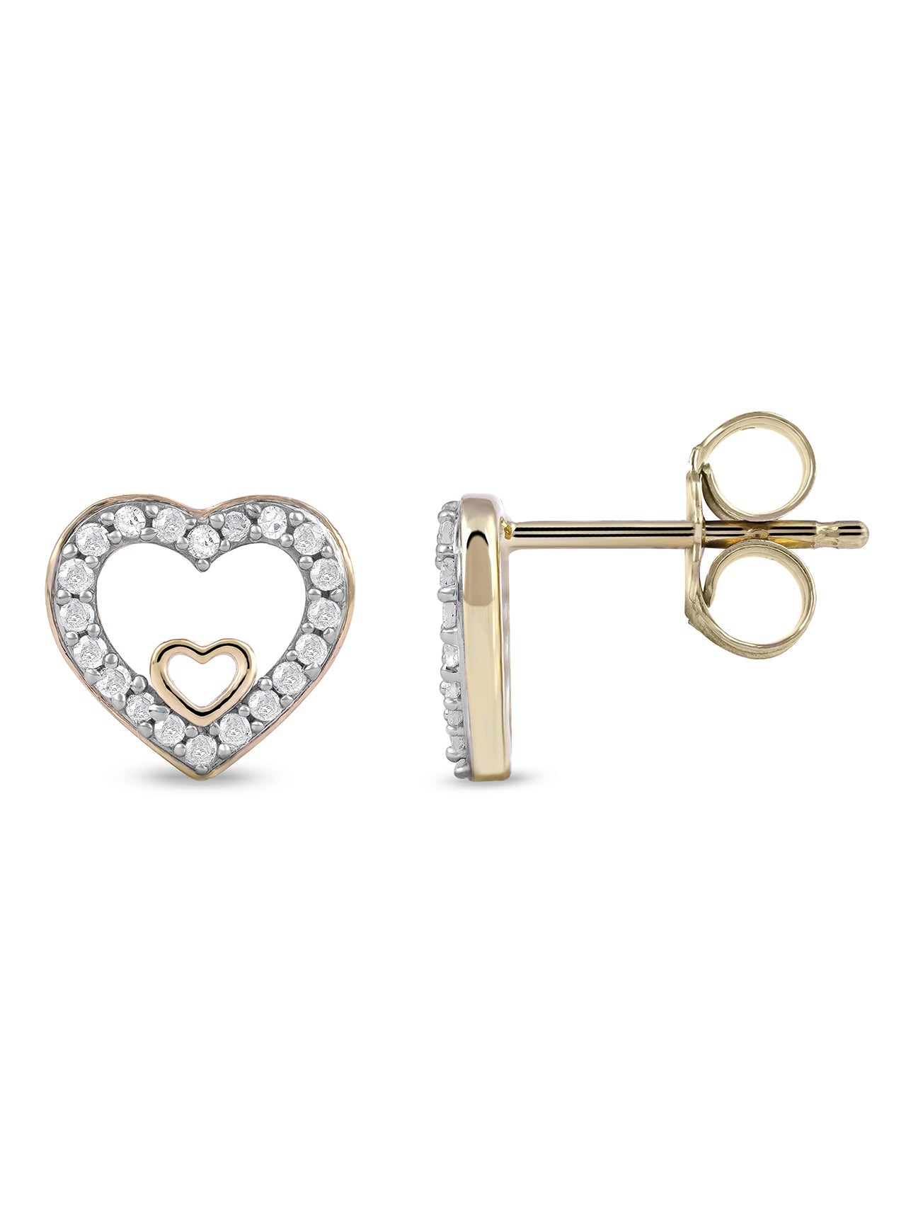  May & June 1/8ct TDW Diamond Heart Stud Earrings - White - Bonton