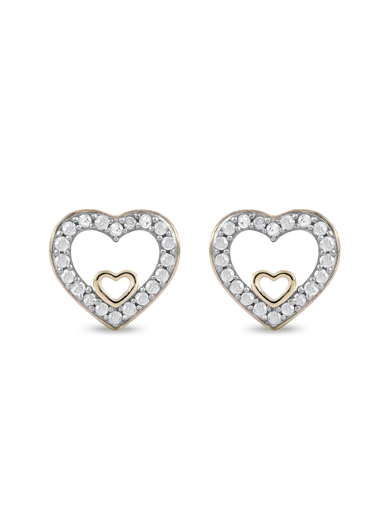  May & June 1/8ct TDW Diamond Heart Stud Earrings - Yellow - Bonton