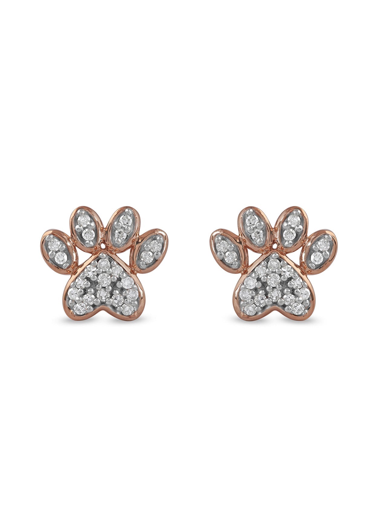  May & June 1/10ct TDW Diamond Dog Paw Stud Earrings - White - Bonton