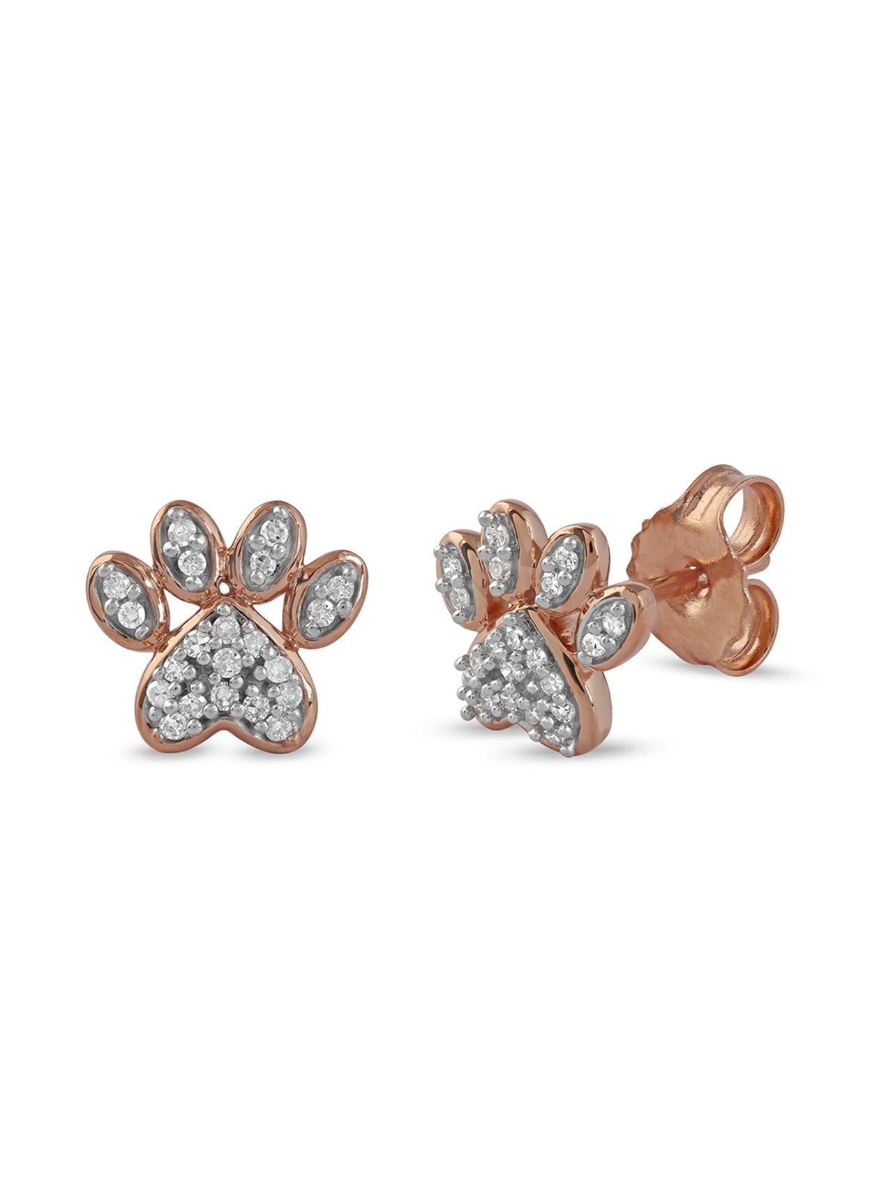  May & June 1/10ct TDW Diamond Dog Paw Stud Earrings - Pink - Bonton