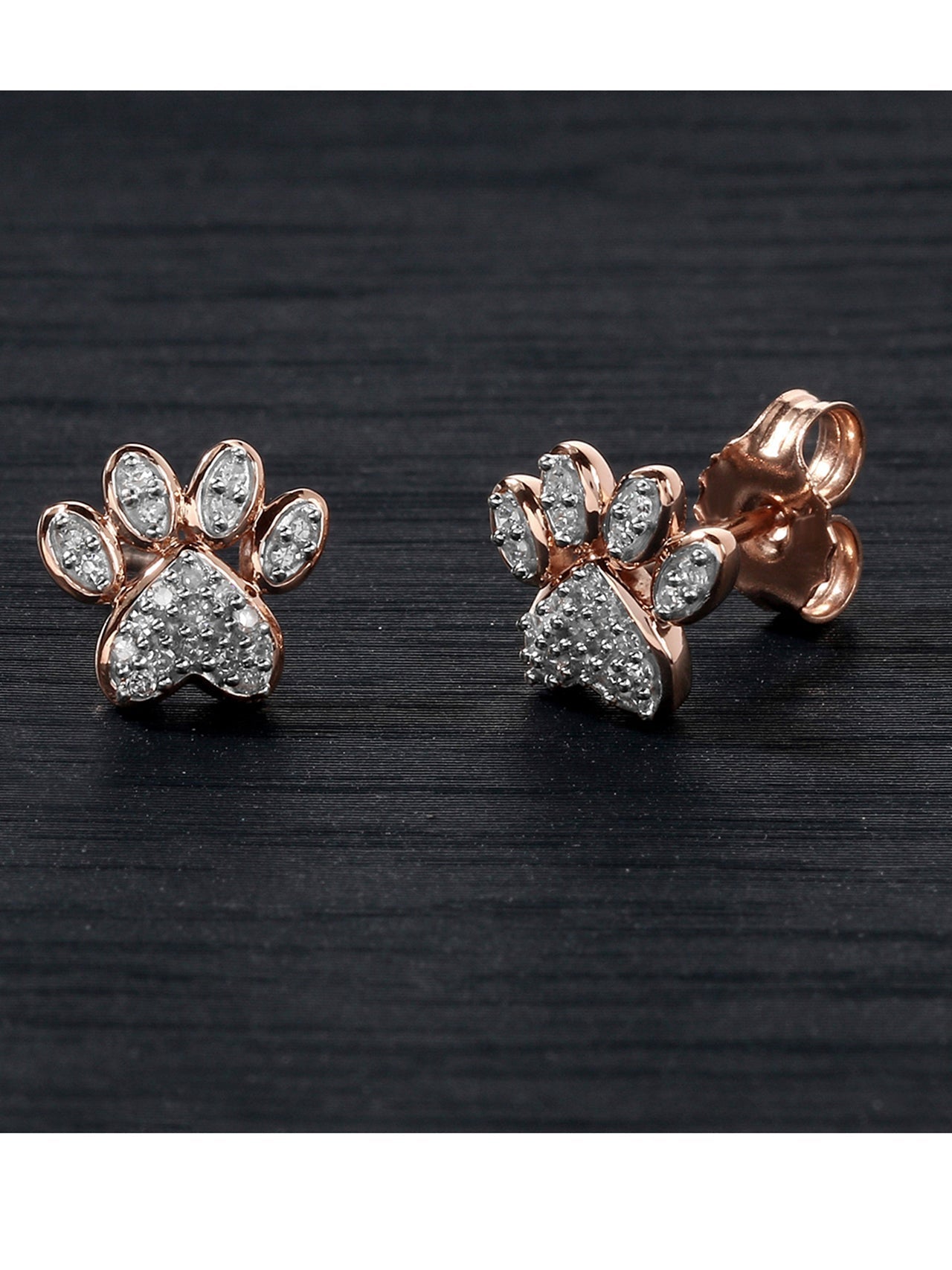  May & June 1/10ct TDW Diamond Dog Paw Stud Earrings - White - Bonton