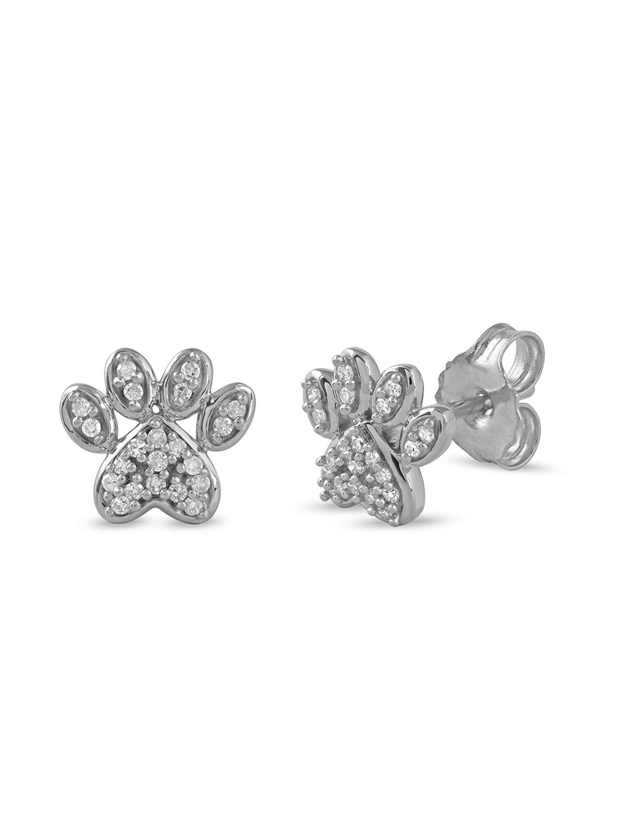  May & June 1/10ct TDW Diamond Dog Paw Stud Earrings - White - Bonton