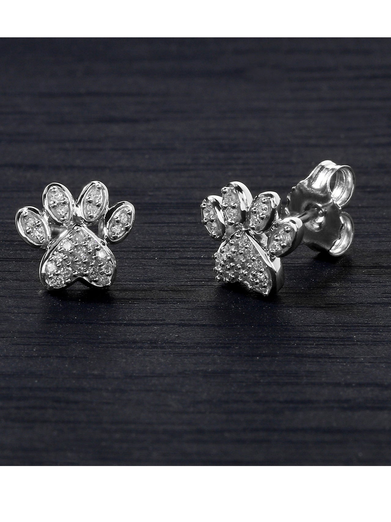  May & June 1/10ct TDW Diamond Dog Paw Stud Earrings - White - Bonton