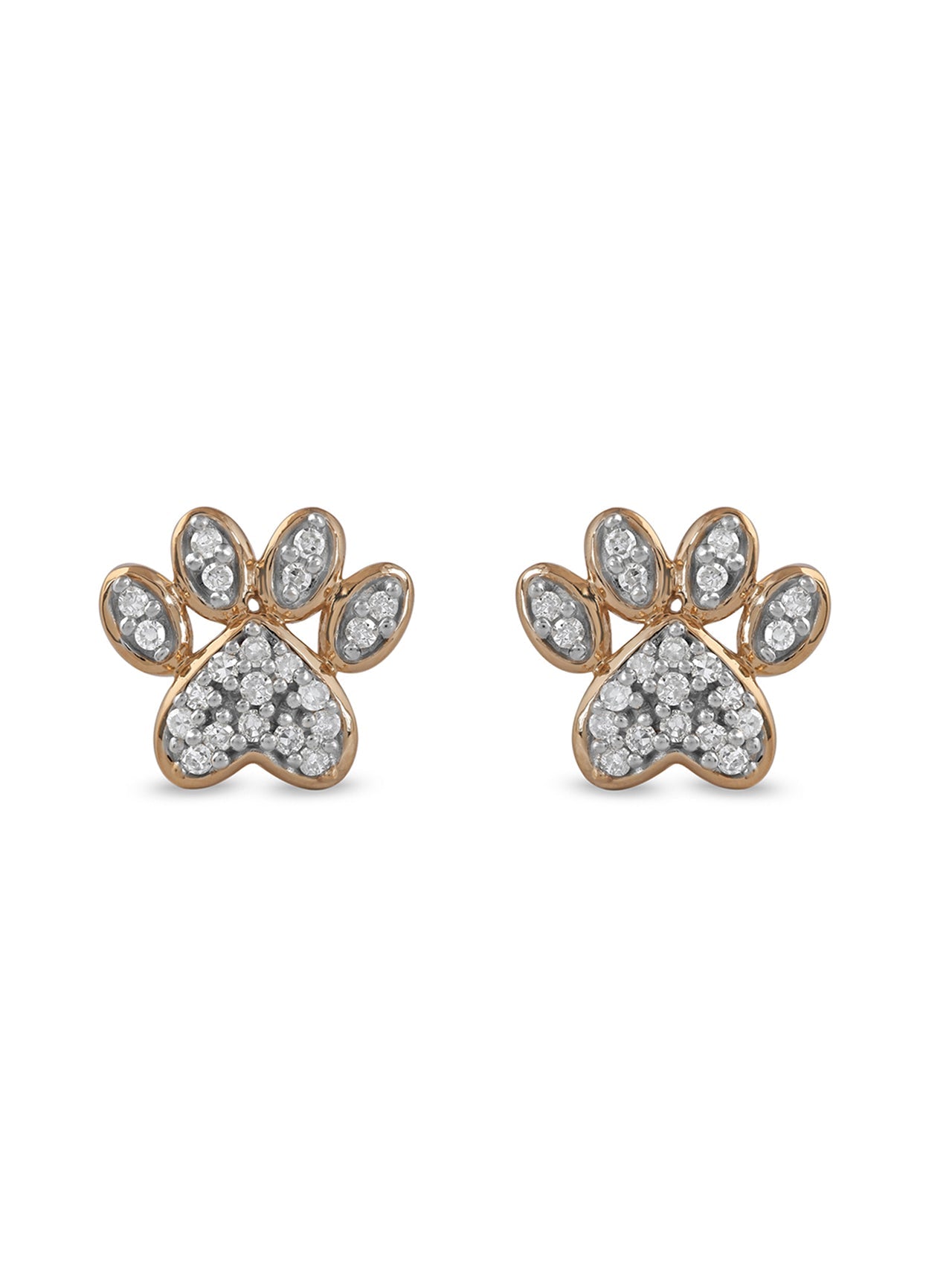  May & June 1/10ct TDW Diamond Dog Paw Stud Earrings - White - Bonton