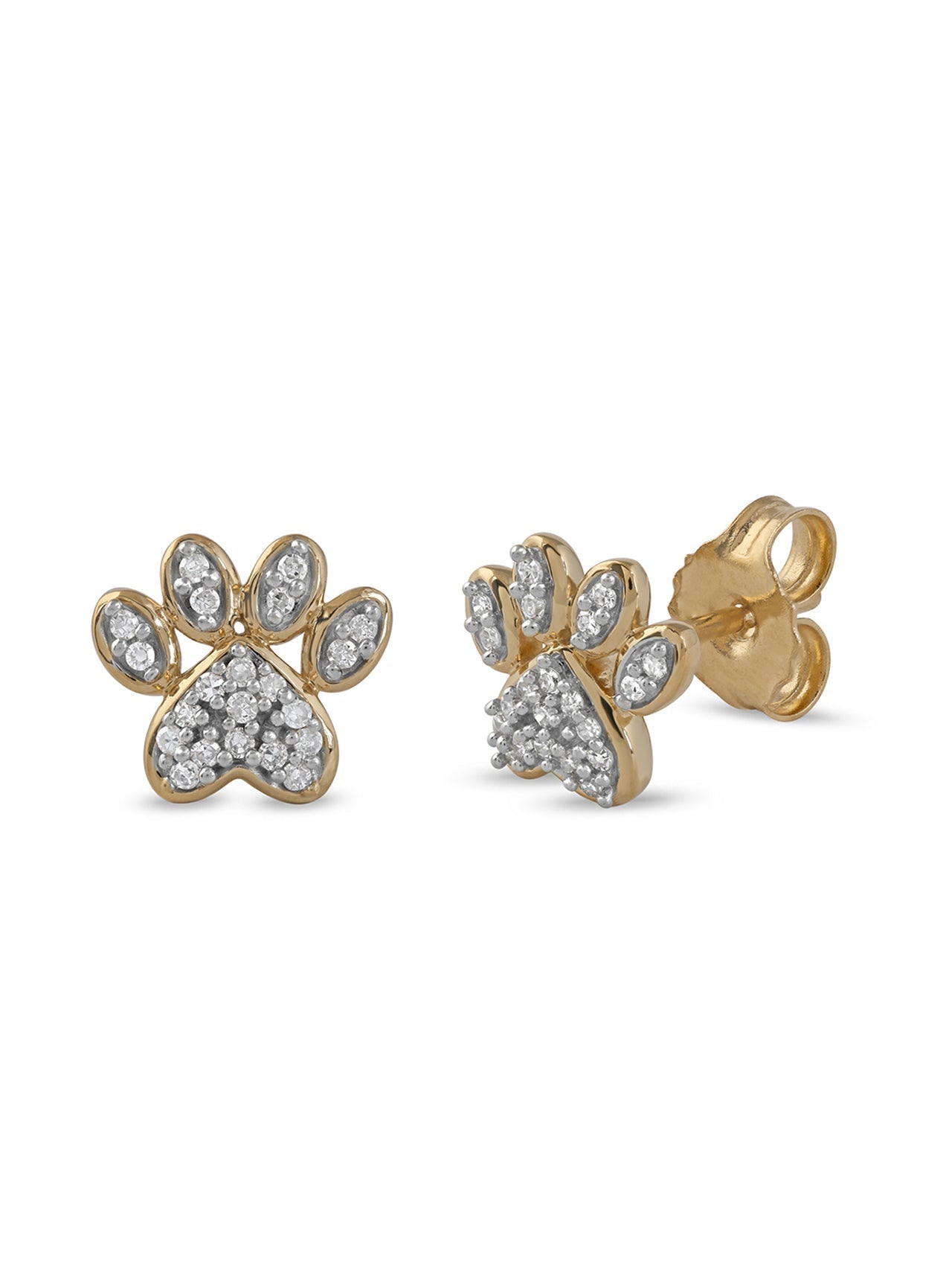  May & June 1/10ct TDW Diamond Dog Paw Stud Earrings - Yellow - Bonton